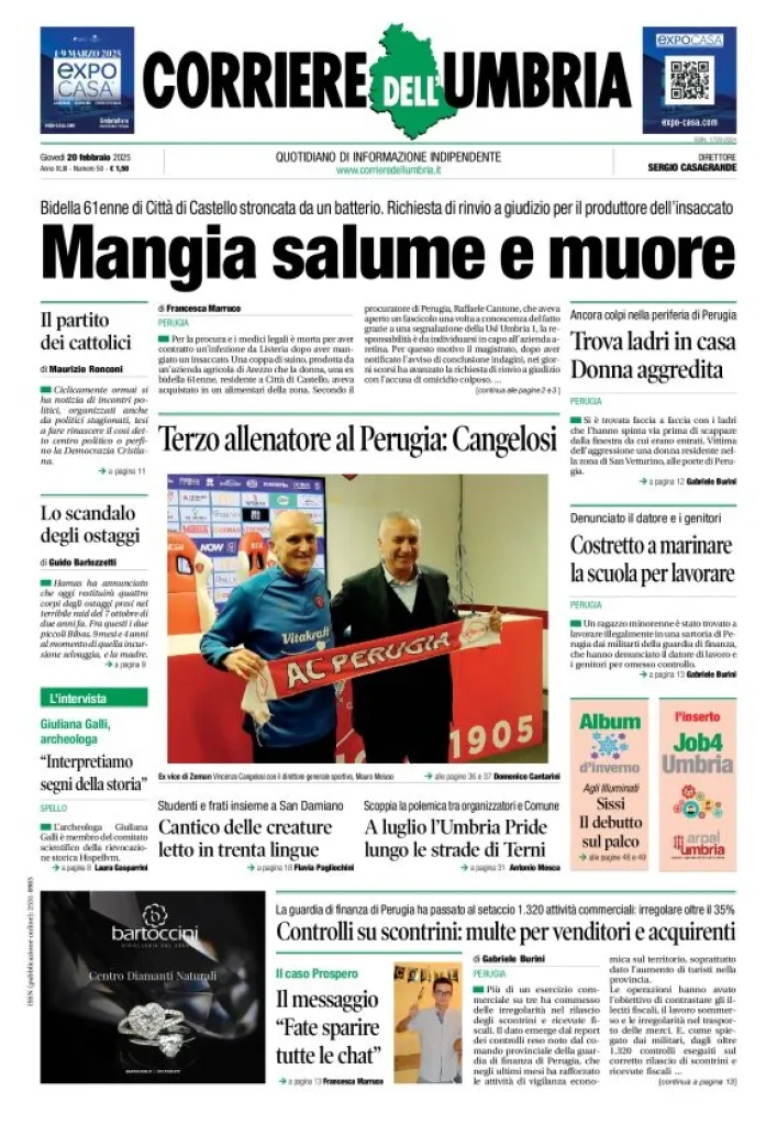 Prima-pagina-corriere umbria-del-2025-02-20